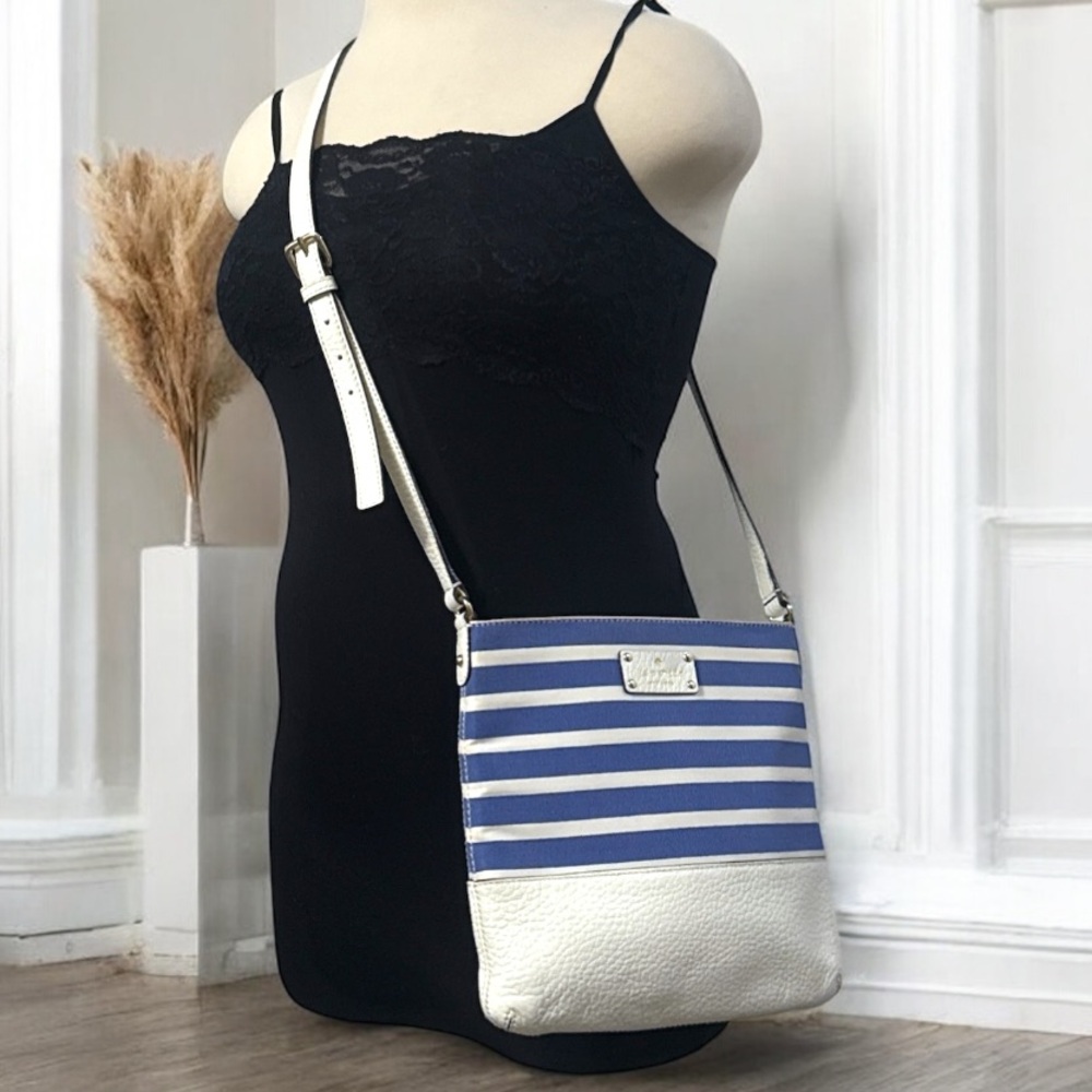 KATE SPADE Southport Ave Striped Blue and White Crossbody Bag